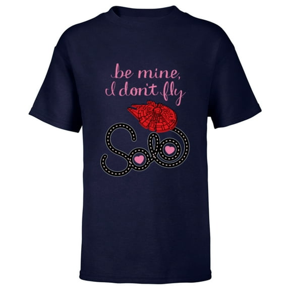 Star Wars Be Mine I Don’t Fly Solo Falcon Valentine’s Day - Short Sleeve T-Shirt for Kids - Customized-Navy
