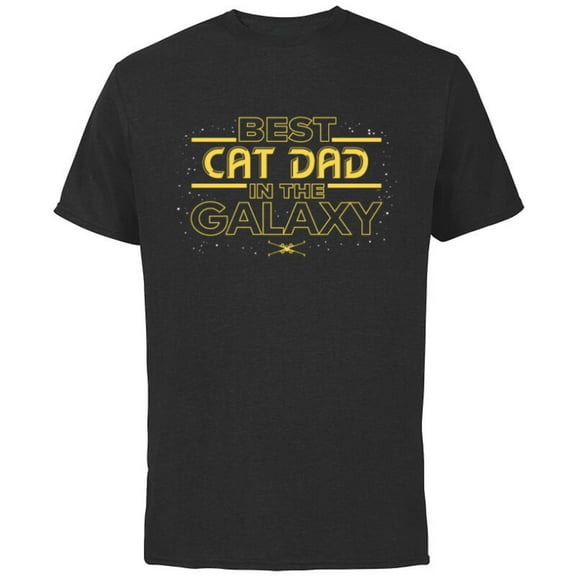 Star Wars Best Cat Dad in the Galaxy Birthday Father’s Day- Short Sleeve Cotton T-Shirt for Adults - Customized-Black