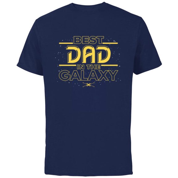 Star Wars Best Dad in the Galaxy Birthday Father’s Day - Short Sleeve Cotton T-Shirt for Adults - Customized-Navy