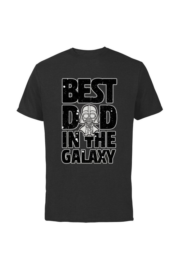 Best Dad in the Galaxy Darth Vader - Short Sleeve Cotton T-Shirt for Adults- Customized-Black