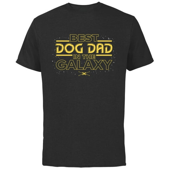 Star Wars Best Dog Dad in the Galaxy Birthday Father’s Day- Short Sleeve Cotton T-Shirt for Adults - Customized-Black