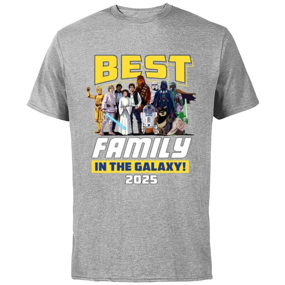 Star Wars Best Family in the Galaxy Group Trip Vacation 2025 - Short Sleeve Cotton T-Shirt for Adults - Customized-Athletic Heather
