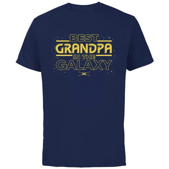 Star Wars Best Grandpa in the Galaxy Birthday Father’s Day - Short Sleeve Cotton T-Shirt for Adults - Customized-Navy
