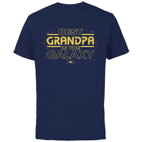 Star Wars Best Grandpa in the Galaxy Birthday Father’s Day - Short Sleeve Cotton T-Shirt for Adults - Customized-Navy