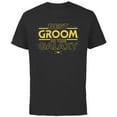 thumbnail image 1 of Star Wars Best Groom in the Galaxy Honeymoon Wedding Party- Short Sleeve Cotton T-Shirt for Adults - Customized-Black, 1 of 5