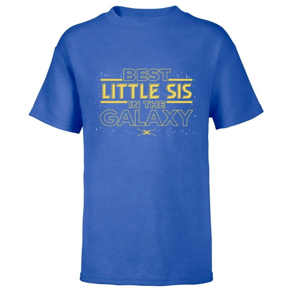 Star Wars Best Little Sis in the Galaxy Family Trip Birthday- Short Sleeve T-Shirt for Kids - Customized-Royal