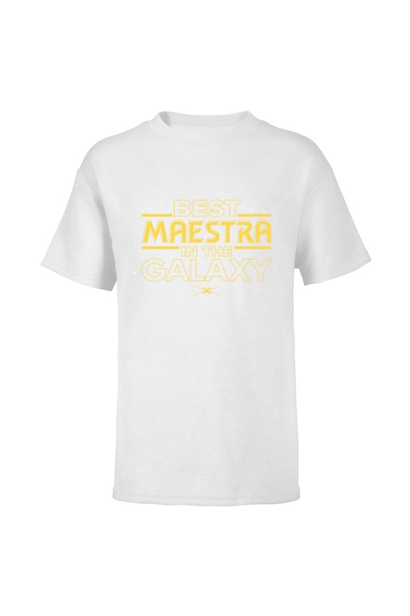 Best Maestra in the Galaxy Teacher Gift Spanish- Short Sleeve T-Shirt for Kids - Customized-White