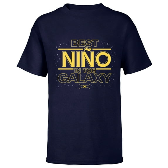 Star Wars Best Niño in the Galaxy Family Trip Boy Spanish- Short Sleeve T-Shirt for Kids - Customized-Navy