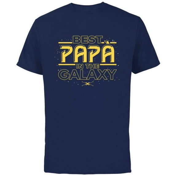 Star Wars Best Papà in the Galaxy Birthday La Festa del Papà - Short Sleeve Cotton T-Shirt for Adults - Customized-Navy