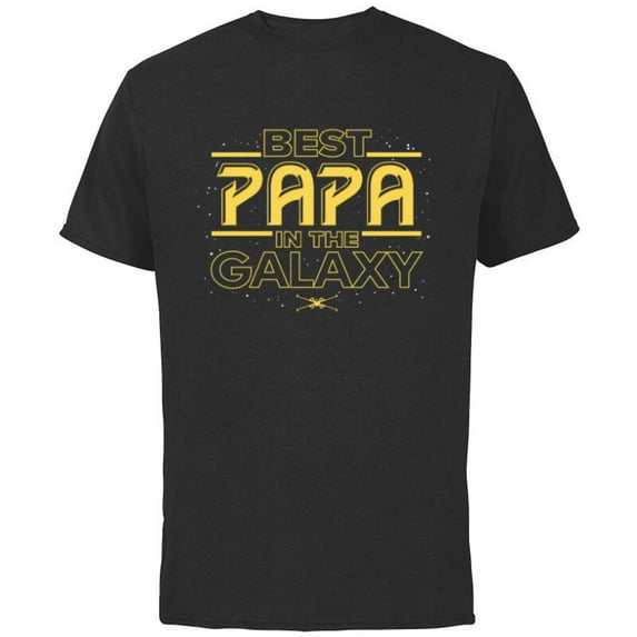 Star Wars Best Papa in the Galaxy Birthday Father’s Day - Short Sleeve Cotton T-Shirt for Adults - Customized-Black