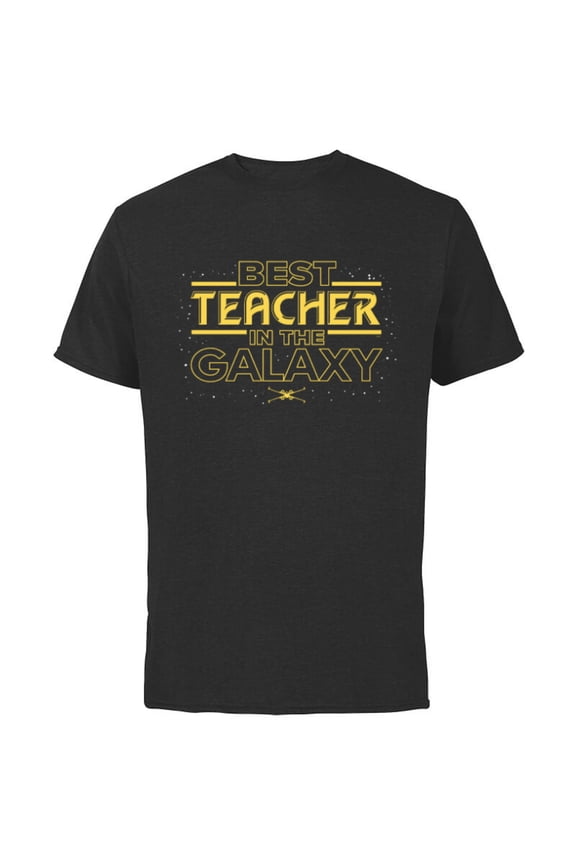Best Teacher in the Galaxy X-Wing Teacher Gift- Short Sleeve Cotton T-Shirt for Adults - Customized-Black