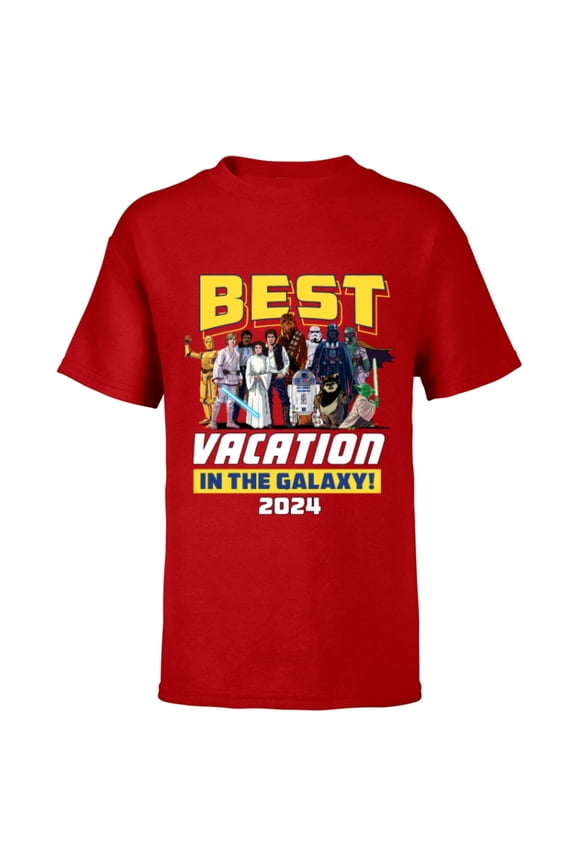 Best Vacation in the Galaxy Family Group Trip 2024 - Short Sleeve T-Shirt for Kids - Customized-Red