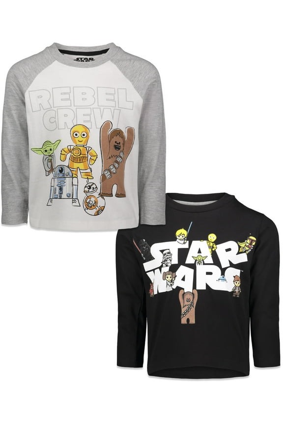 Big Boys 2 Pack Long Sleeve T-Shirts Toddler to Big Kid