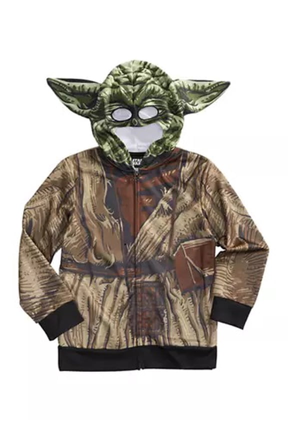 Big Boys' Yoda Sublimated Fleece Zip Costume Hoodie, multi, Small - 10