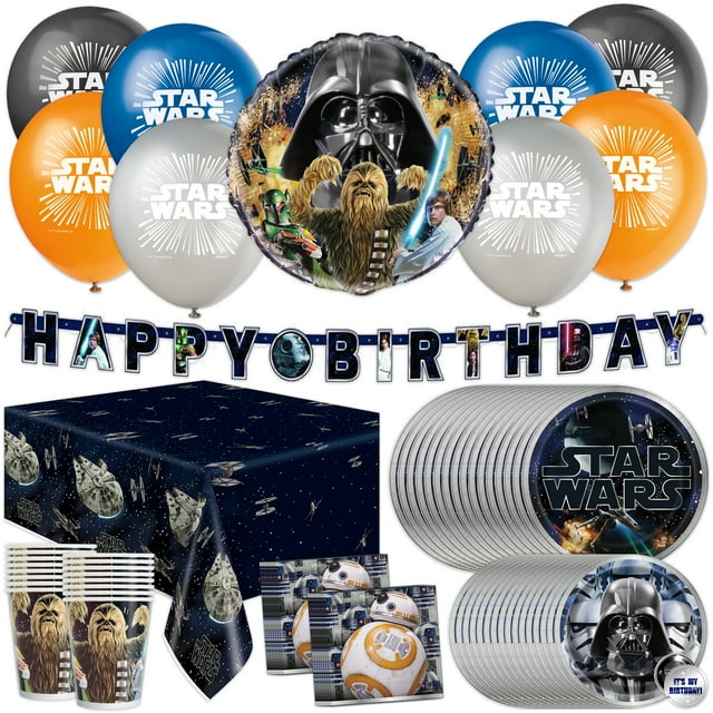 Star Wars Party Kit for 16 Foil Balloon, Latex Balloons, Banner