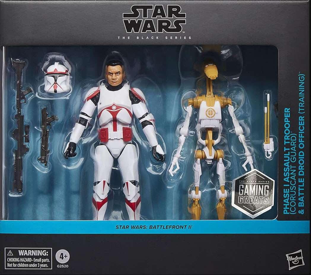 Star Wars Black Series Phase I Assault Clone Trooper & Battle Droid Officer Action Figure 2-Pack