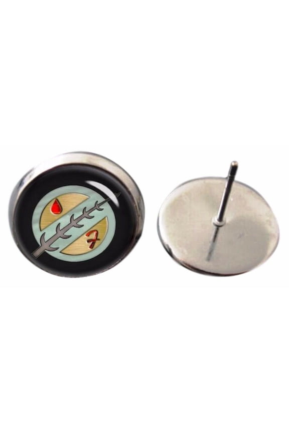 Boba Fett Family Crest Glass Domed Stud Earrings