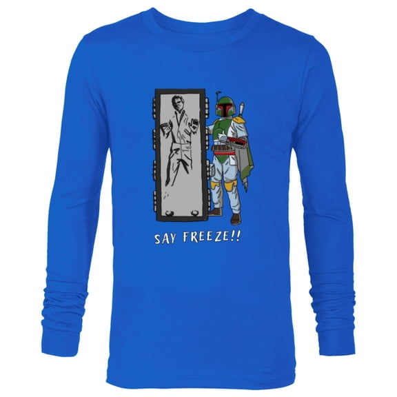 Star Wars Boba Fett Han Solo in Carbonite “Say Freeze” Funny - Long Sleeve T-Shirt for Men - Customized-Navy