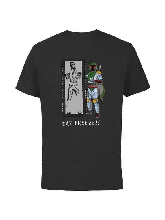 Boba Fett Han Solo in Carbonite “Say Freeze” Funny - Short Sleeve Cotton T-Shirt for Adults - Customized-Black