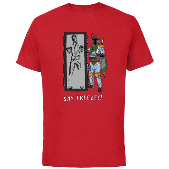 Star Wars Boba Fett Han Solo in Carbonite “Say Freeze” Funny - Short Sleeve Cotton T-Shirt for Adults - Customized-Red