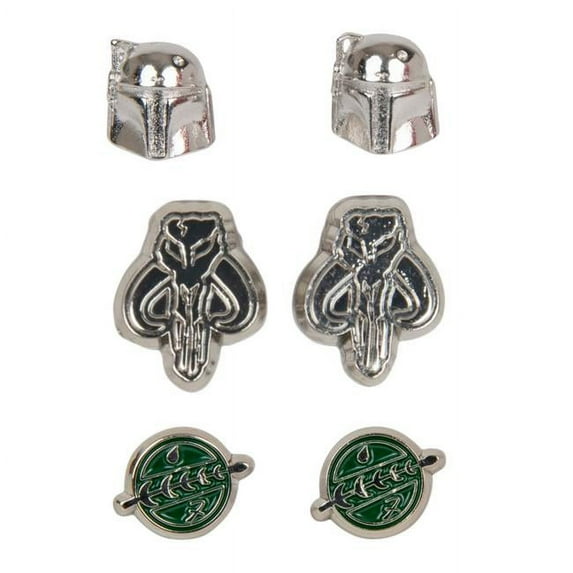 Star Wars Boba Fett Helmet, Crest and Mythosaur Earrings 3-Pack