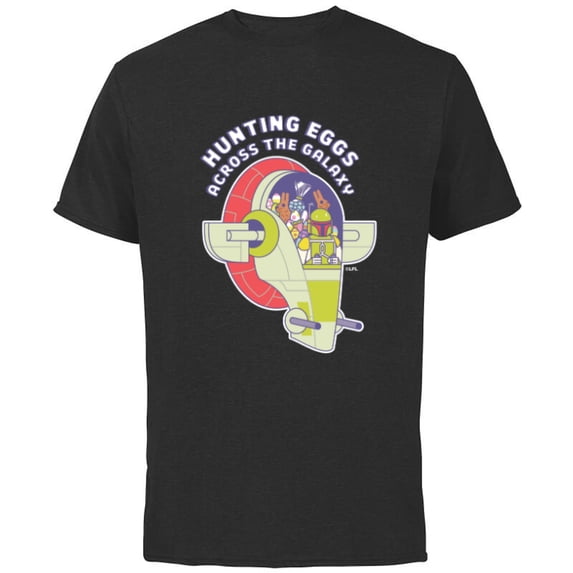 Star Wars Boba Fett Hunting Eggs Across the Galaxy - Short Sleeve Cotton T-Shirt for Adults - Customized-Black