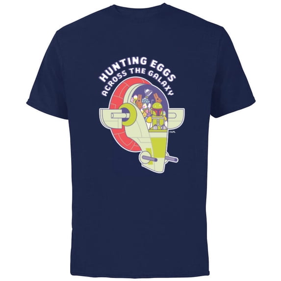 Star Wars Boba Fett Hunting Eggs Across the Galaxy - Short Sleeve Cotton T-Shirt for Adults - Customized-Navy