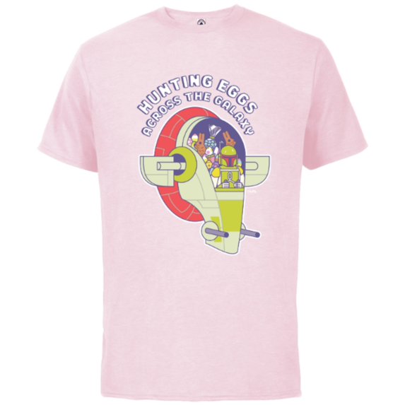Star Wars Boba Fett Hunting Eggs Across the Galaxy - Short Sleeve Cotton T-Shirt for Adults - Customized-Soft Pink