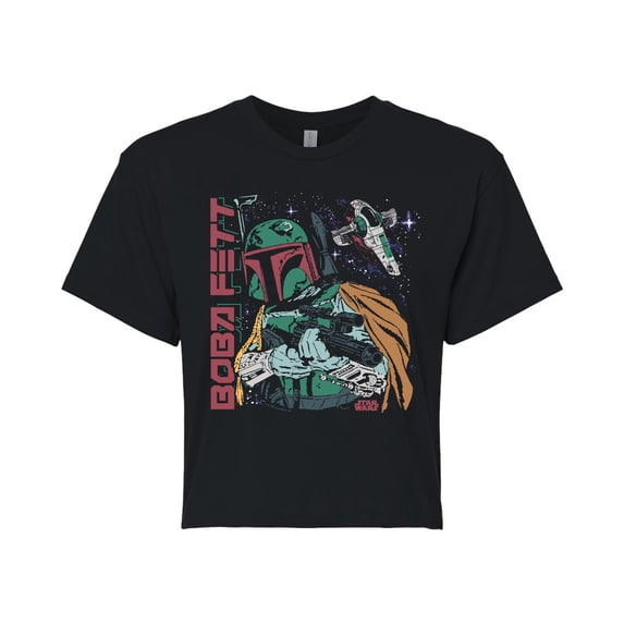 Star Wars - Boba Fett Illustration - Juniors Cropped Tee