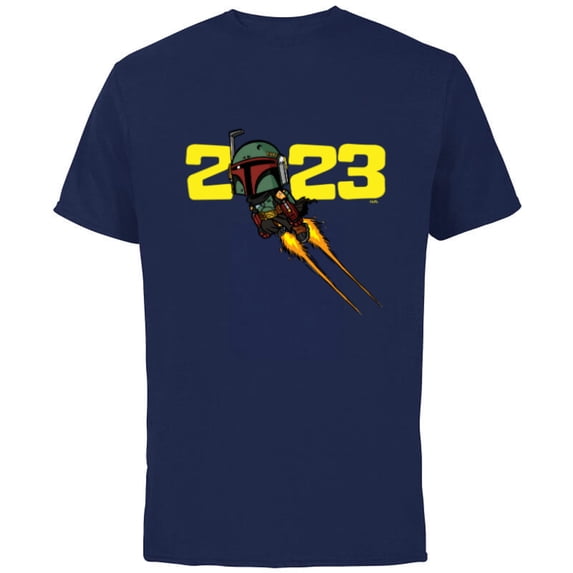 Star Wars Boba Fett Jetpack Blast-Off 2023 - Short Sleeve Cotton T-Shirt for Adults - Customized-Navy