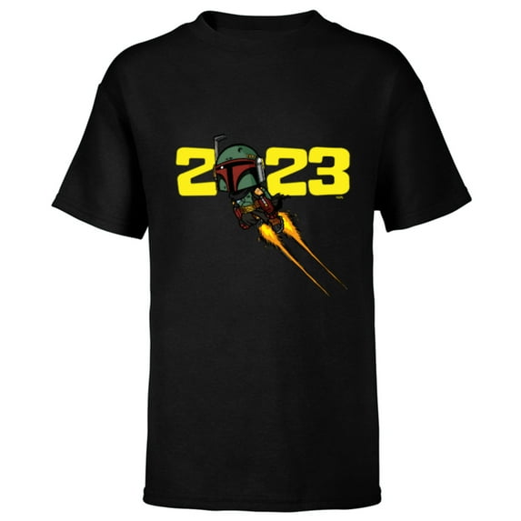 Star Wars Boba Fett Jetpack Blast-Off 2023 - Short Sleeve T-Shirt for Kids - Customized-Black