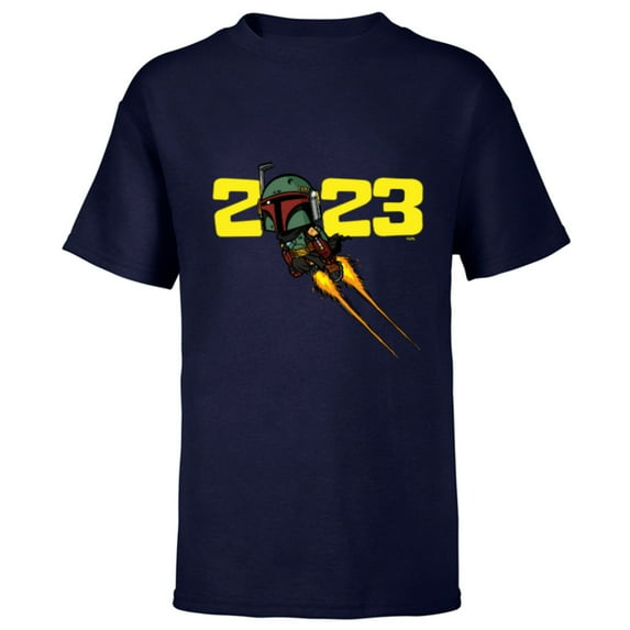 Star Wars Boba Fett Jetpack Blast-Off 2023 - Short Sleeve T-Shirt for Kids - Customized-Navy
