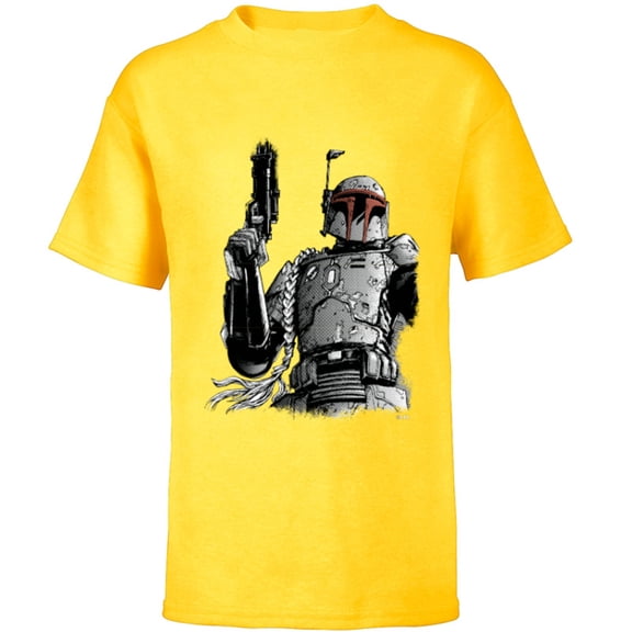 Star Wars Boba Fett Manga - Short Sleeve T-Shirt for Kids - Customized-Yellow