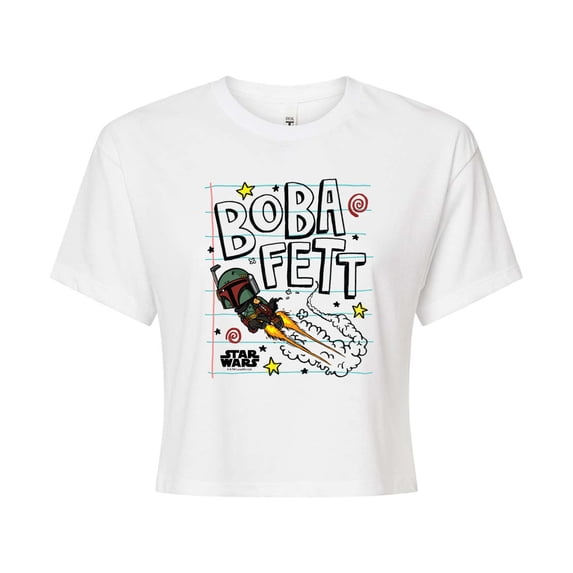 Star Wars - Boba Fett Scribbles - Juniors Cropped Tee