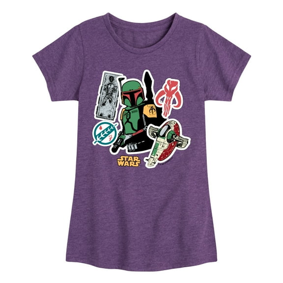 Star Wars - Boba Fett Stickers - Toddler And Youth Girls Fitted Short Sleeve Tee