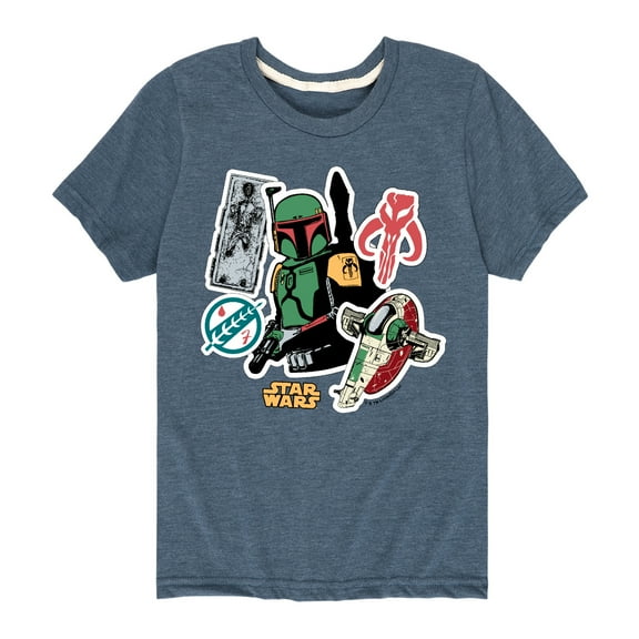 Star Wars - Boba Fett Stickers - Toddler And Youth Short Sleeve Tee