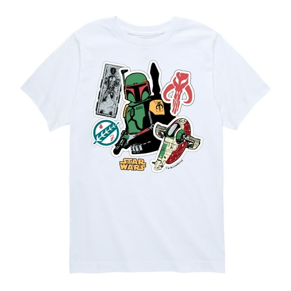 Star Wars - Boba Fett Stickers - Toddler And Youth Short Sleeve Tee