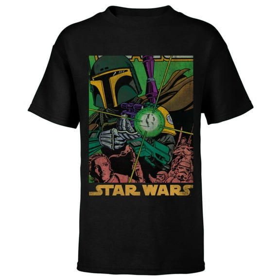 Star Wars Boba Fett Vintage Comic Book - Short Sleeve T-Shirt for Kids - Customized-Black