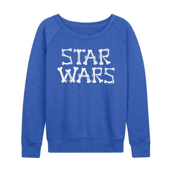 Star Wars - Bones Women's Lightweight French Terry Wide Neck Long Sleeve Graphic Shirt