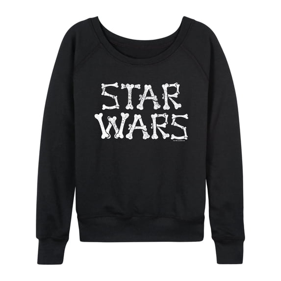 Star Wars - Bones Women's Lightweight French Terry Wide Neck Long Sleeve Graphic Shirt