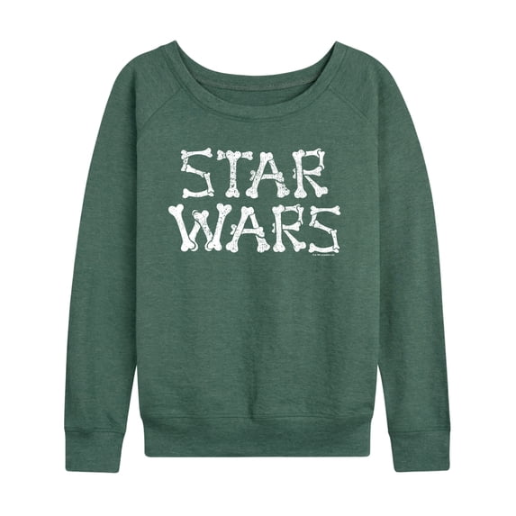 Star Wars - Bones Women's Lightweight French Terry Wide Neck Long Sleeve Graphic Shirt