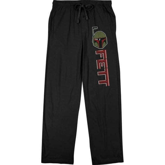 Star Wars Bounty Hunter Boba Fett Helmet Men's Black Sleep Pajama Pants-Medium