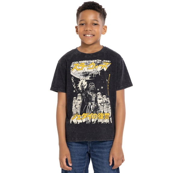 Star Wars Boys Mineral Washed Graphic Tee with Short Sleeves, Sizes 4-18