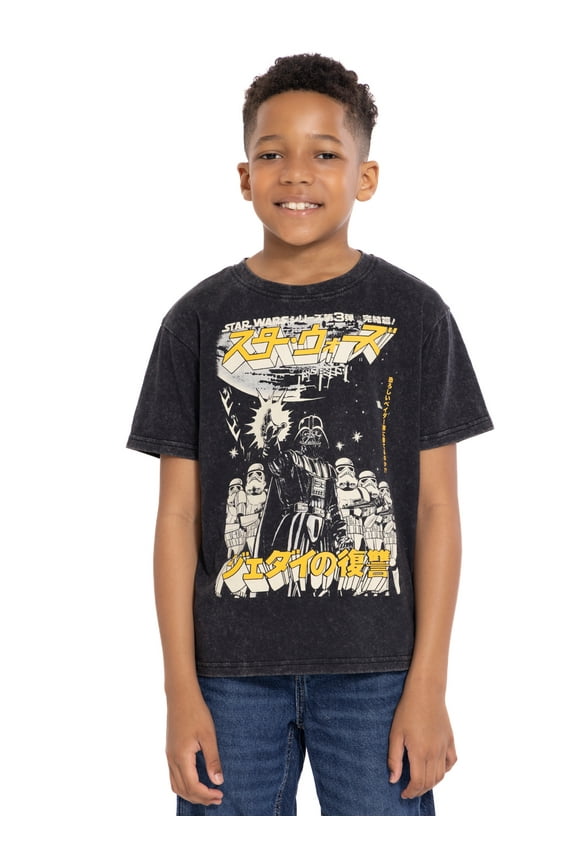 Star Wars Boys Mineral Washed Graphic Tee with Short Sleeves, Sizes 4-18
