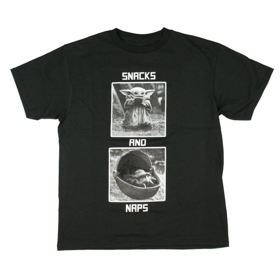 Star Wars Boy's The Mandalorian Baby Yoda Snacks and Naps T-shirt