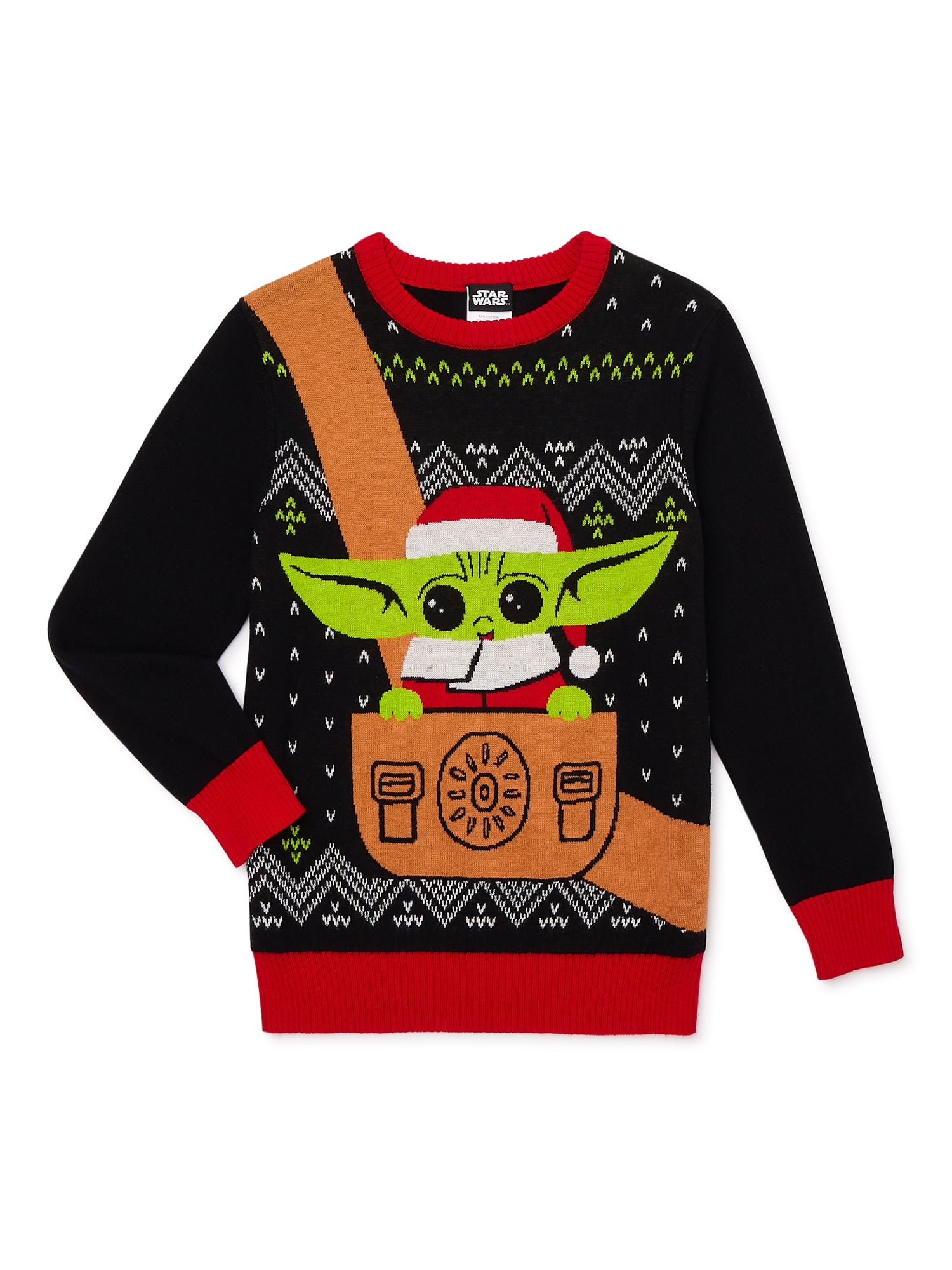 Star Wars Boys Baby Yoda Holiday Graphic Crew Neck Grogu Ugly Christmas Sweater Sizes 4 16