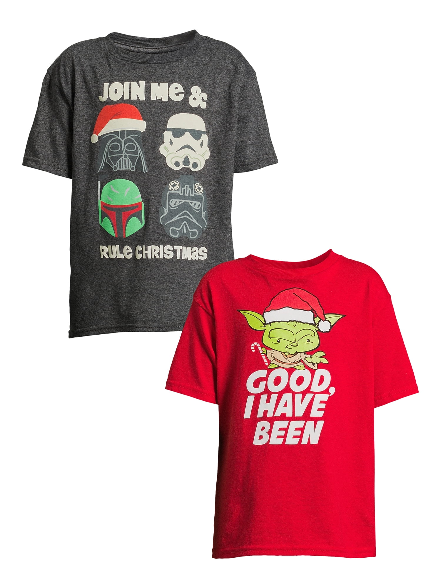 Star Wars Boys Christmas Graphic Tees with Short Sleeves, 2Pack, Sizes 418