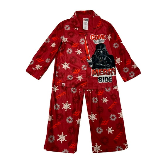 Star Wars Boys' Darth Vader Come to The Merry Side Pajama, 10-12, Red
