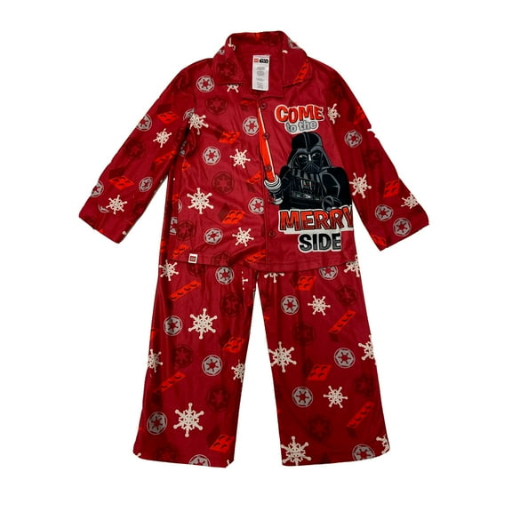 Star Wars Boys' Darth Vader Come to The Merry Side Pajama, Red, 6-7
