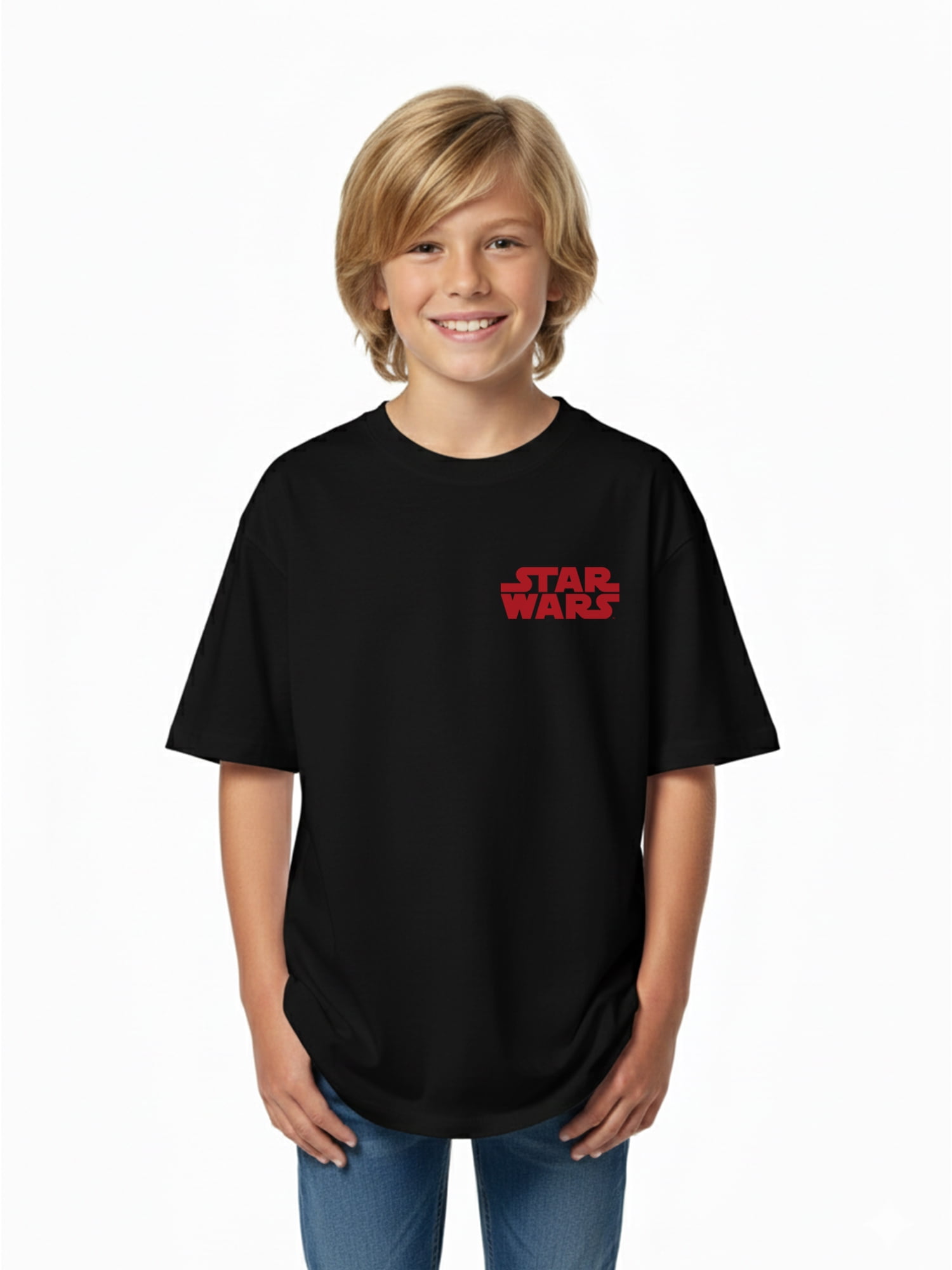 Star Wars, Boys' Elevated Front and Back Graphic T-Shirt, Darth Vader, Sizes 4-18